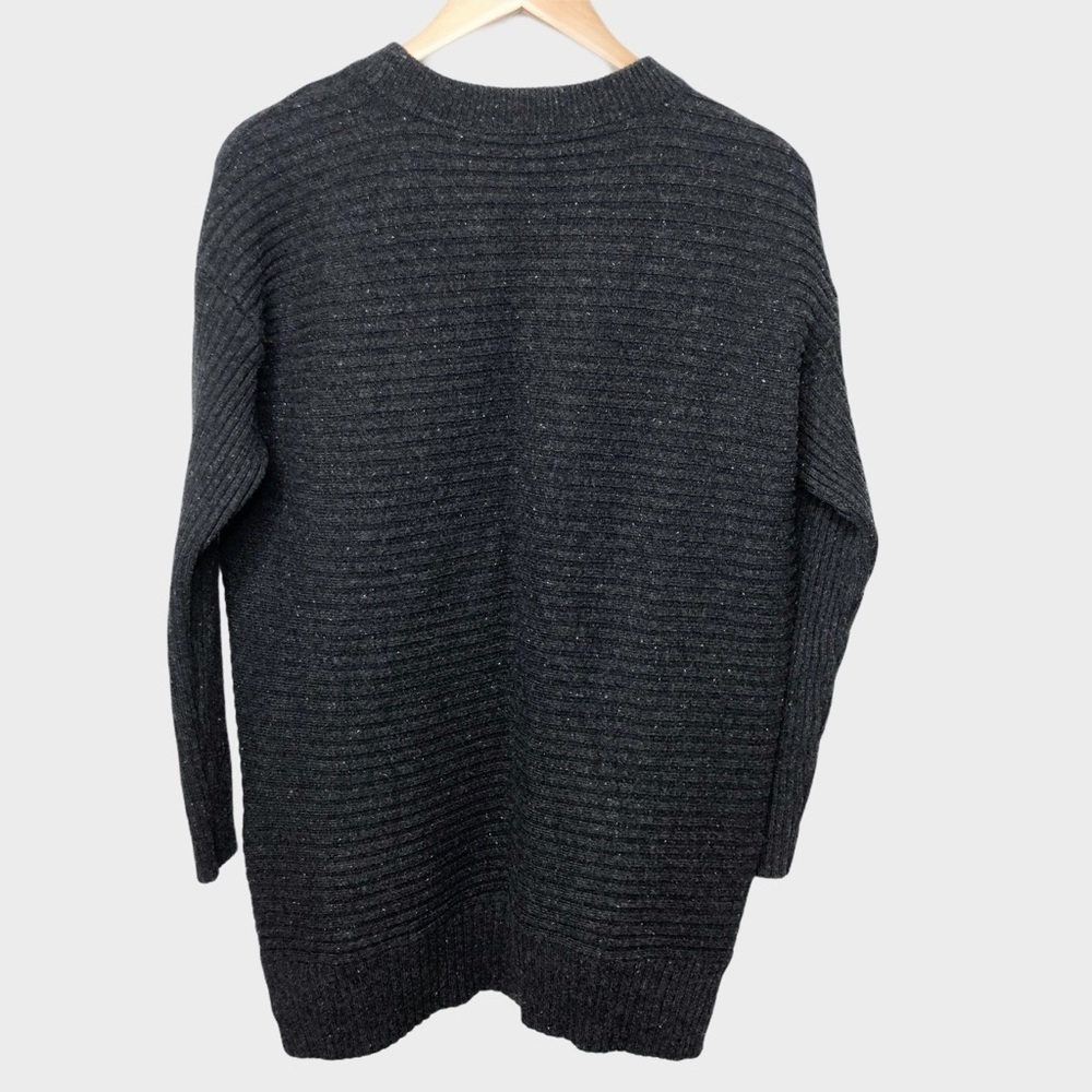 Talbots Ribbed Knit Crewneck Sweater Side Zippers Size Large Gray Tweed Women’s - Picture 4 of 9